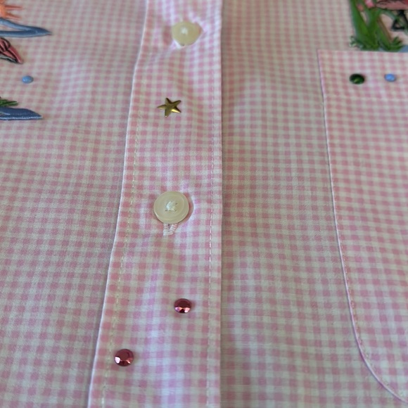 New button up pink and white gingham shirt - Picture 7 of 10
